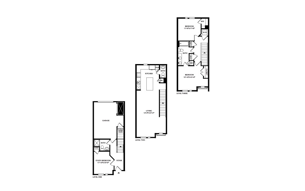 3B.1 - 2 bedroom floorplan layout with 2.5 baths and 1788 square feet.