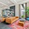 lounge area with leather couches, open spaces and boutique decor